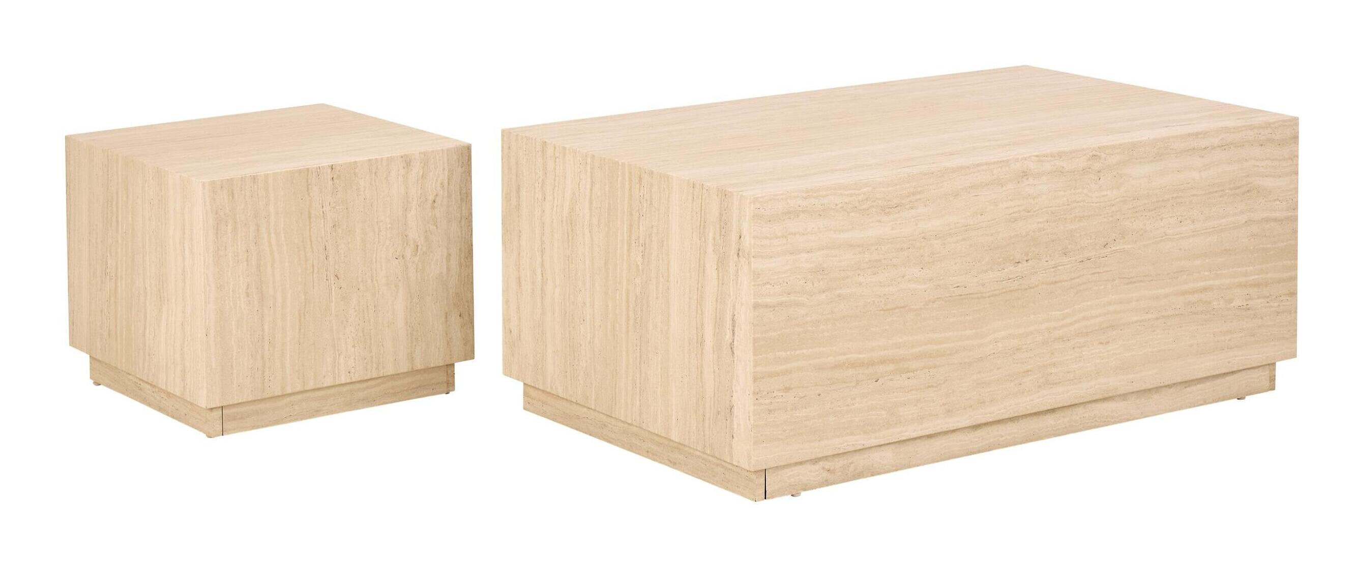 Bendt Salontafel Flavian Travertinlook, Set van 2 stuks - Beige