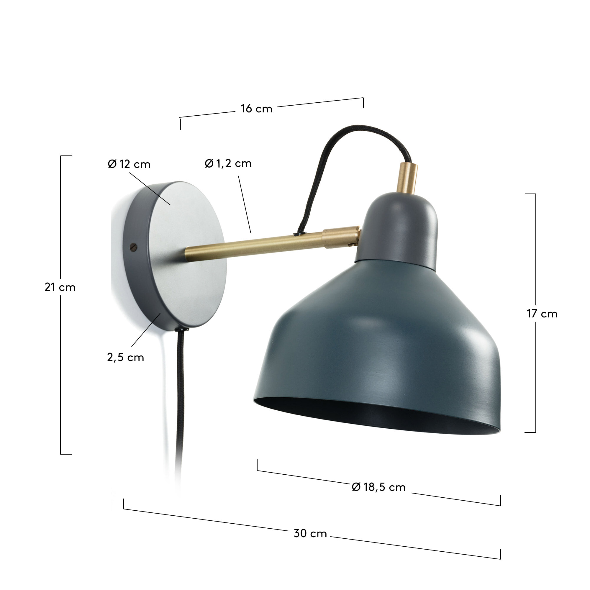 Kave Home Wandlamp 'Olimpia' kleur Petrolblauw