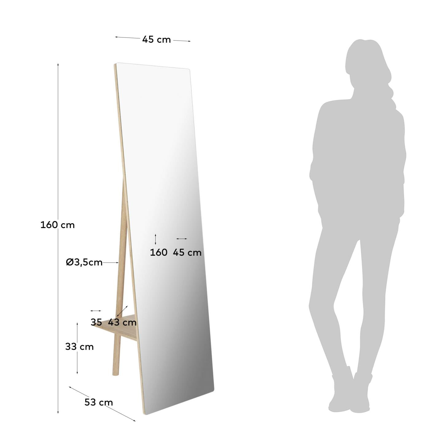 Kave Home Spiegel 'Keisy', 160 x 45cm