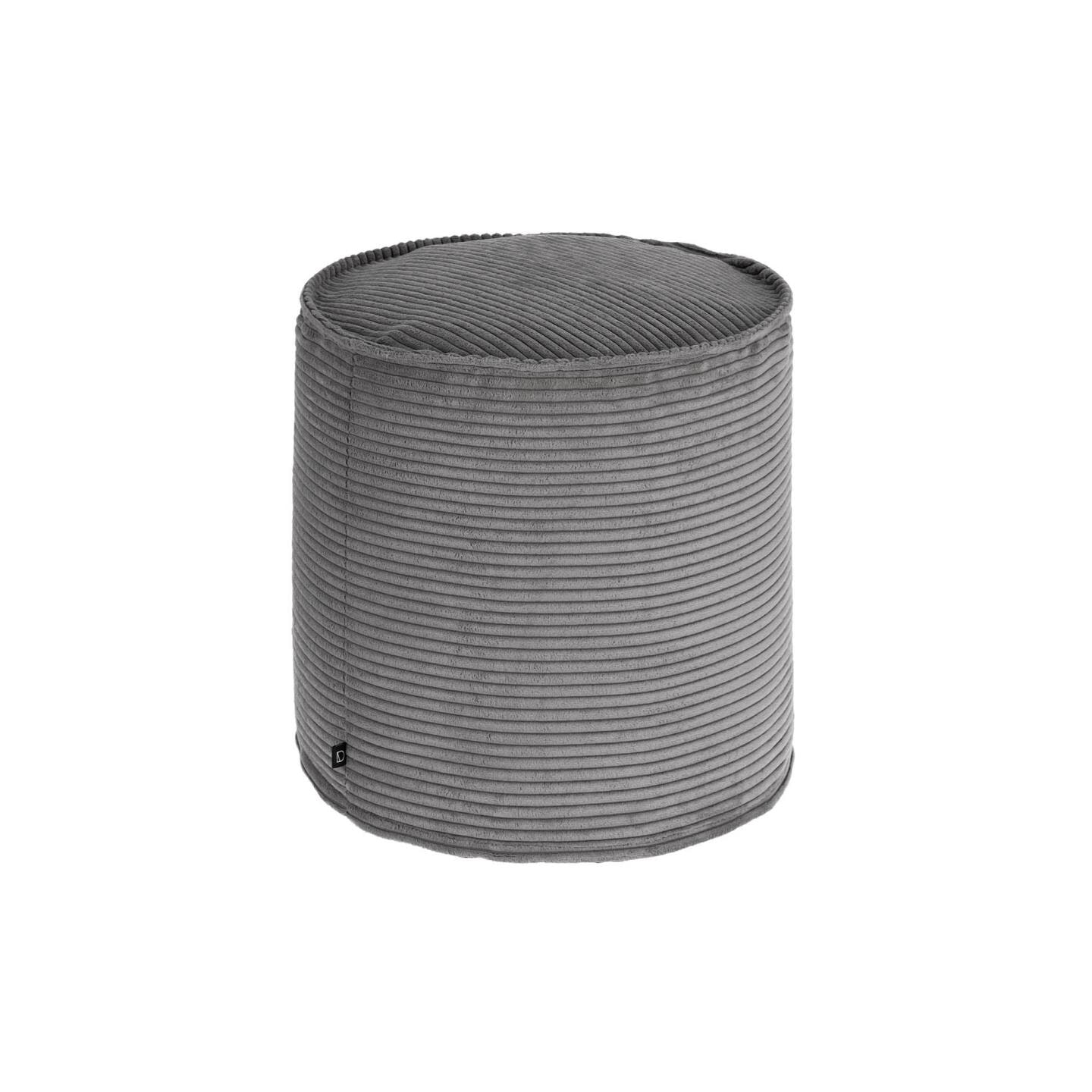 Kave Home Poef 'Zina' Rib, 40cm, kleur Donkergrijs Kave Home Poef 'Zina' Rib, 40cm, kleur Donkergrijs