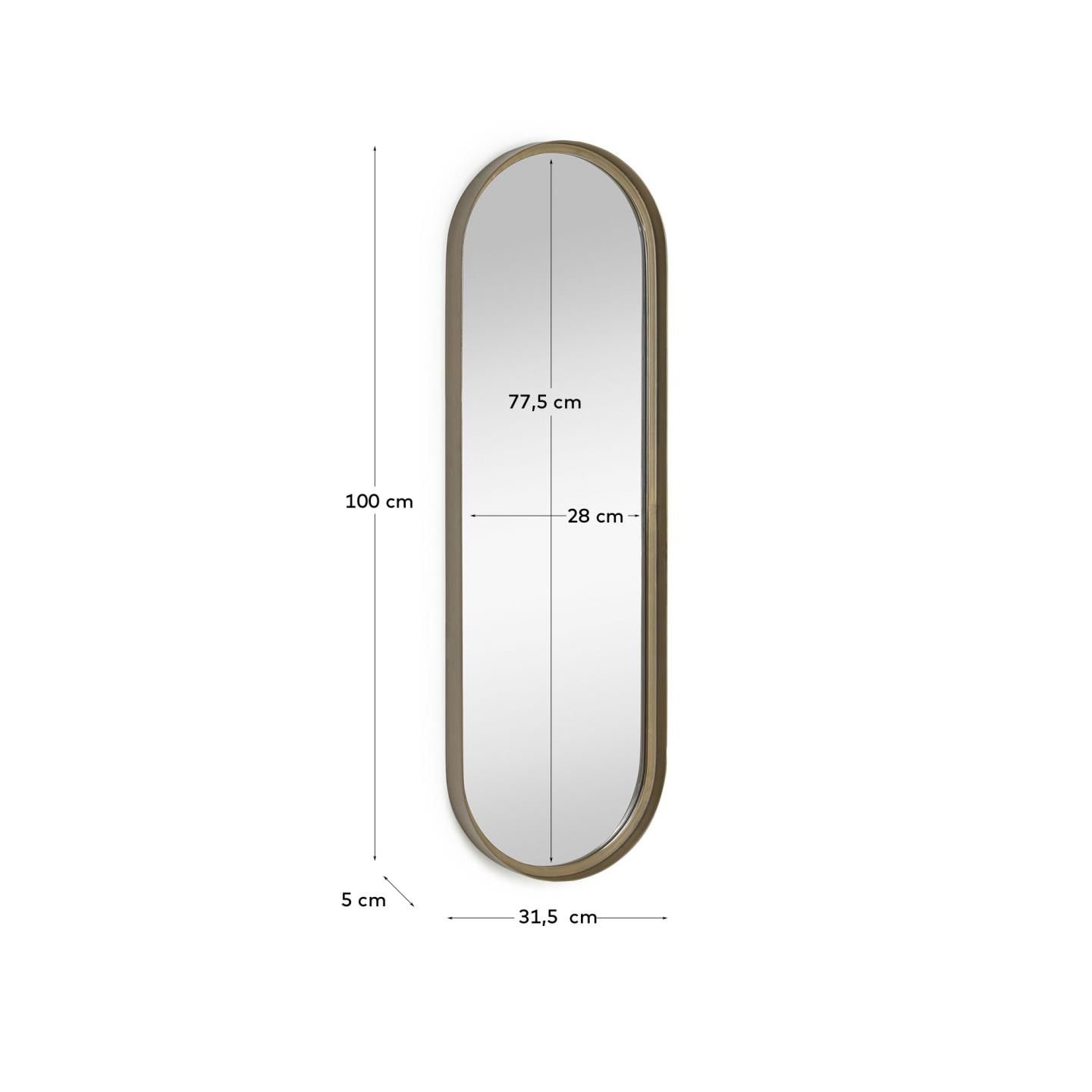 Kave Home Ovale Spiegel 'Tiare' Goud, 100 x 31cm