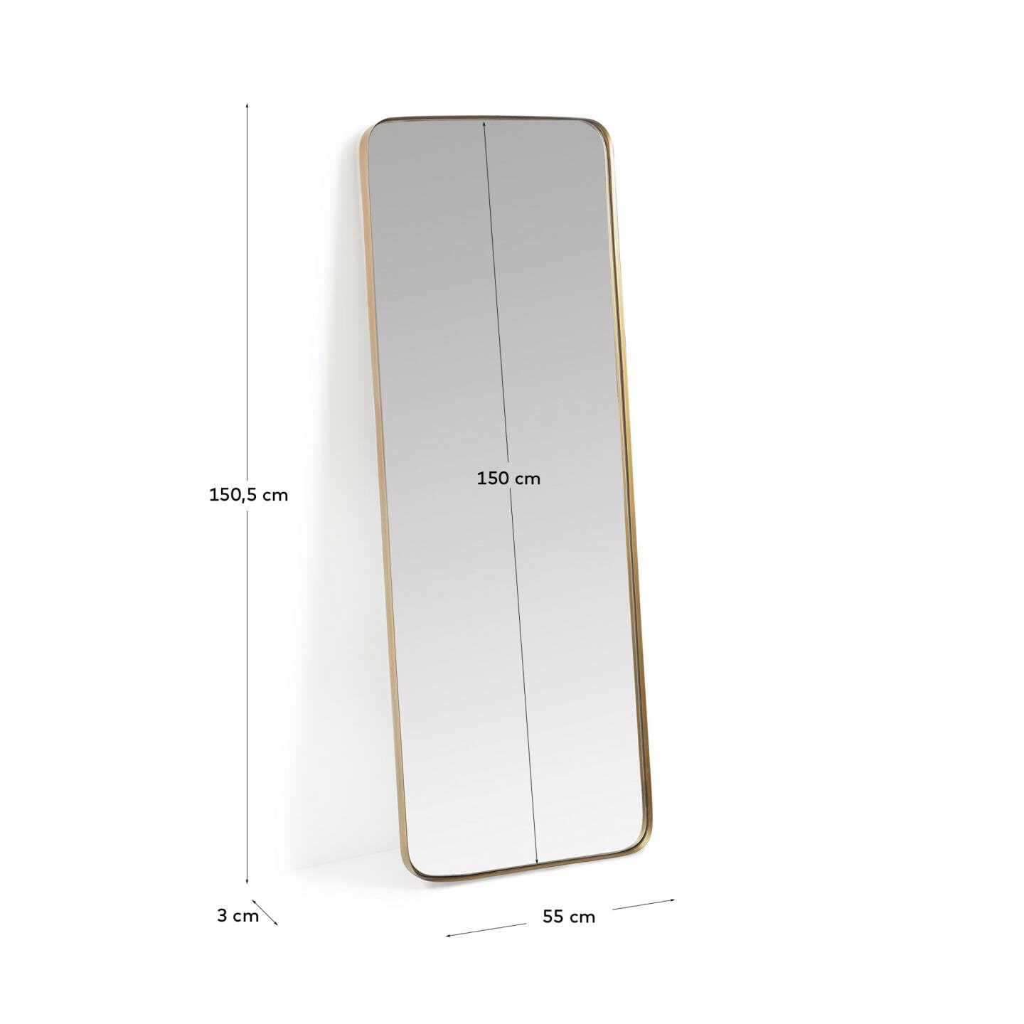 Kave Home Spiegel 'Marco' 150 x 55cm, kleur Goud
