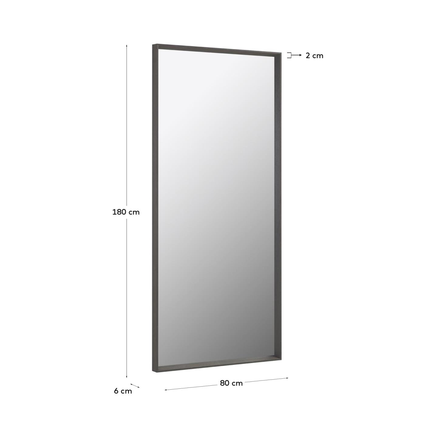 Kave Home Spiegel 'Yvaine' 180 x 80cm, kleur Donkerbruin