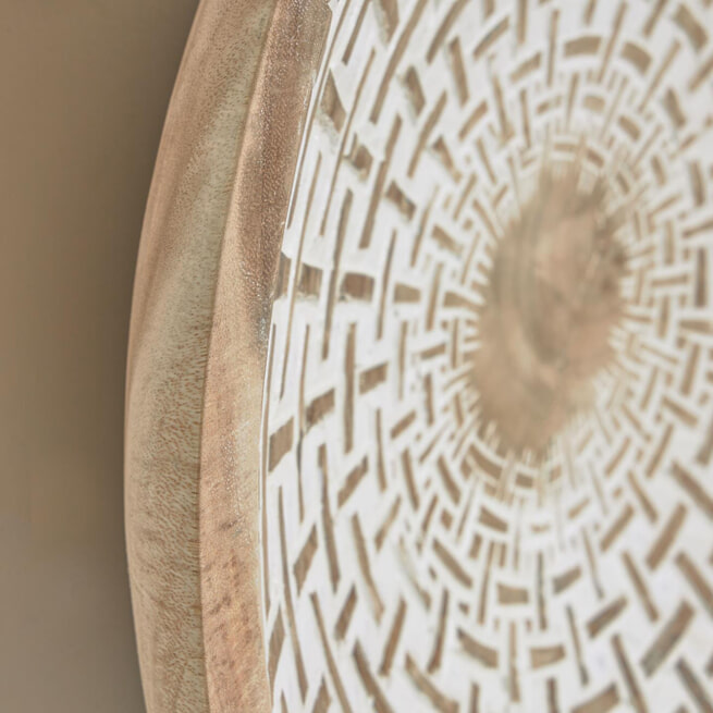 Kave Home Wandpaneel 'Mely' wit geblokt, massief mungur hout