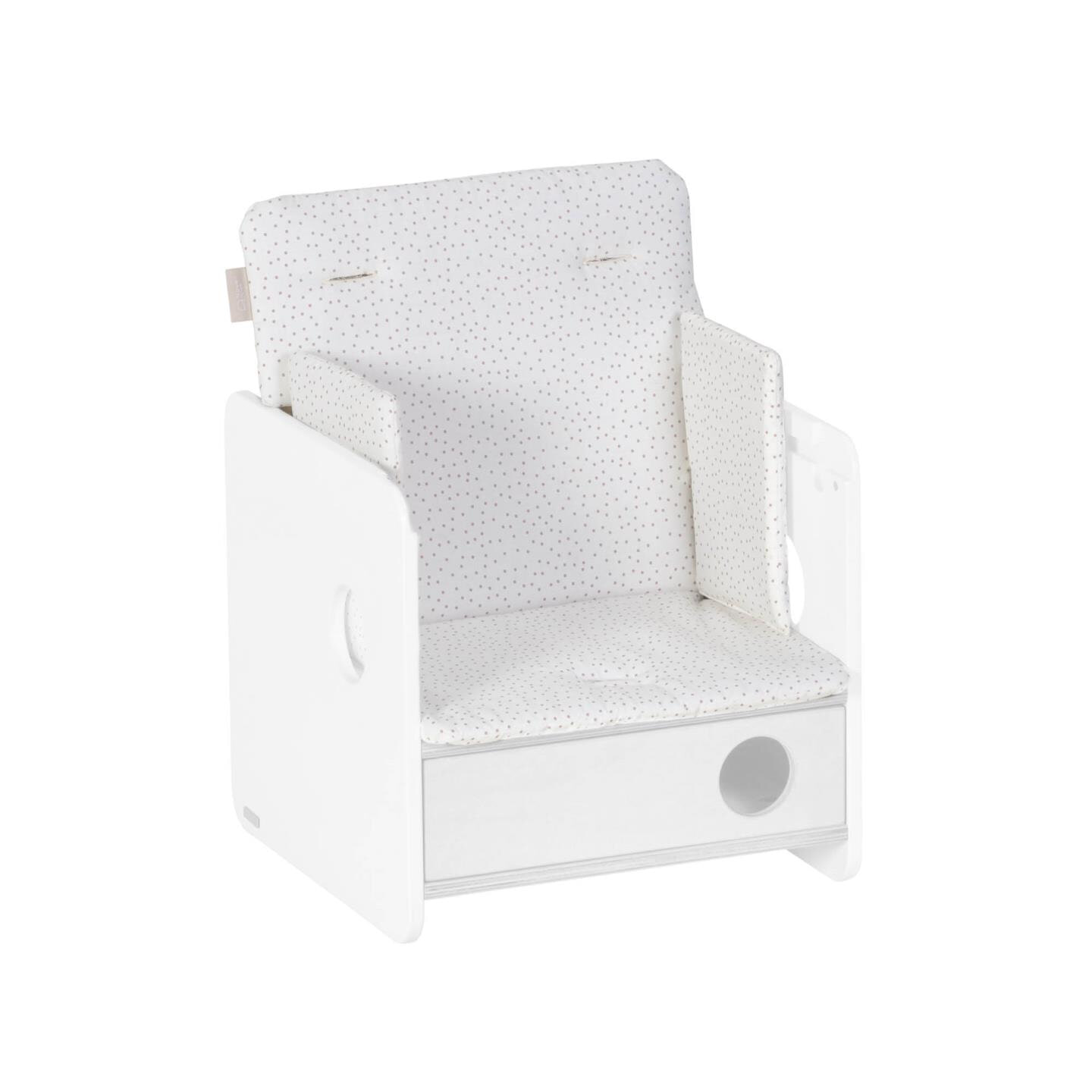 Kave Home Stoelkussen 'Nuun' t.b.v. kinderstoel, kleur Wit/Roze