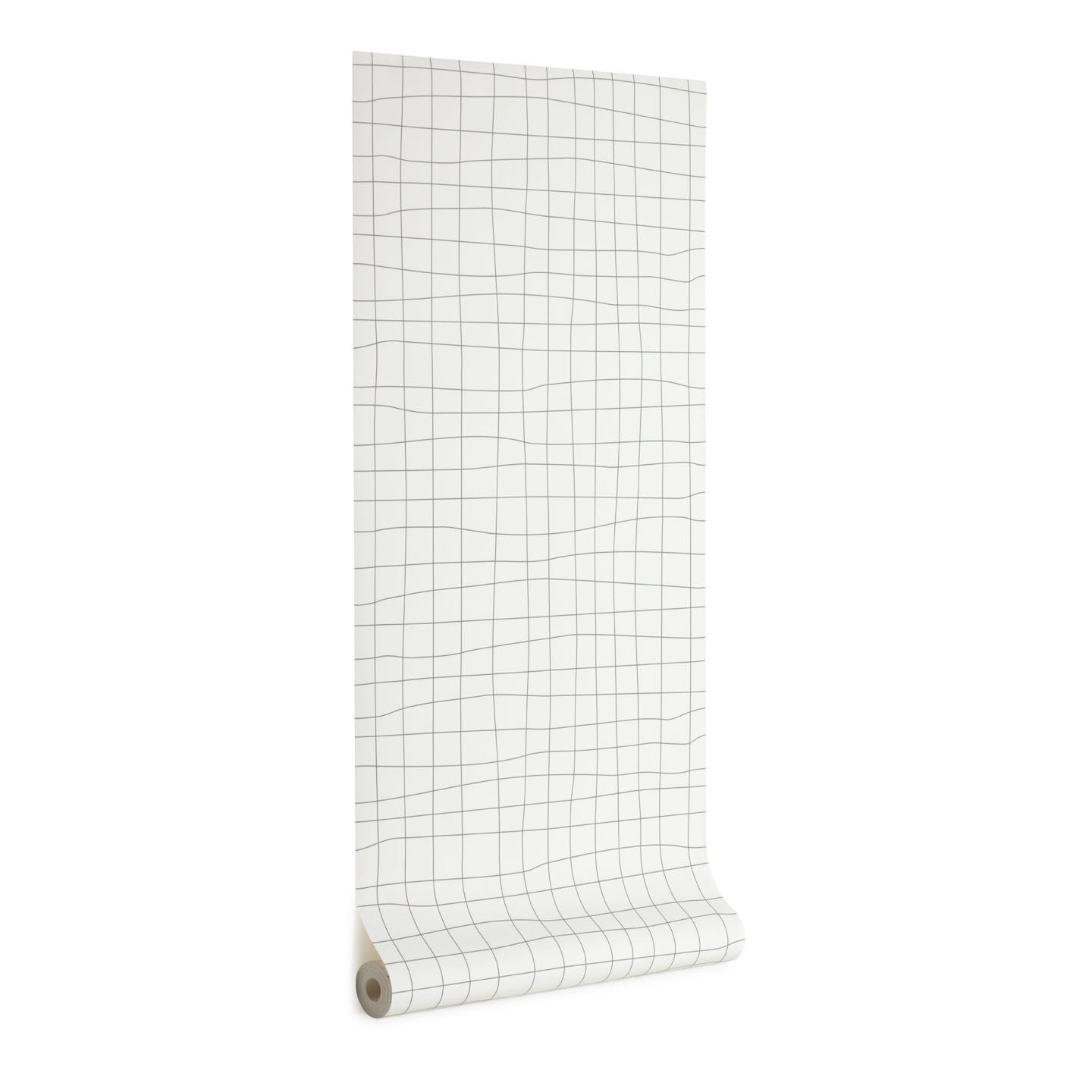 Kave Home Behang 'Saori', 100 x 53cm, Gridpatroon, kleur Wit Kave Home Behang 'Saori', 100 x 53cm, Gridpatroon, kleur Wit
