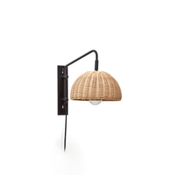 Kave Home Wandlamp 'Damila' Rotan, kleur Zwart