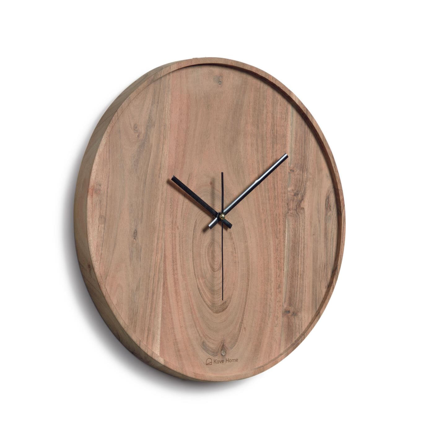 Kave Home - Wandklok Zakie rond van massief acaciahout naturel Ø 30 cm