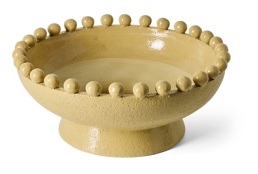HKliving Schaal Robust Keramiek, Ø41cm - Mosterdgeel