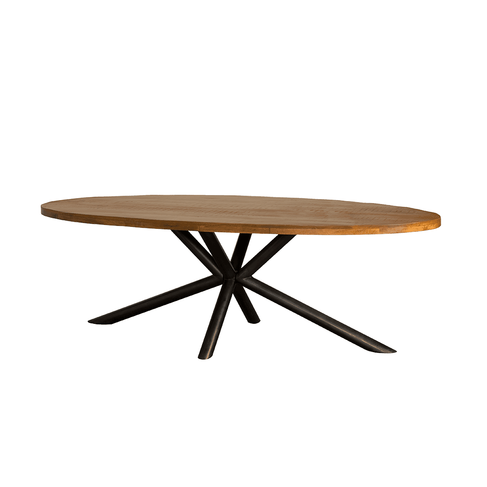 Tower Living Ovale Eettafel 'Selva' Mangohout, 220 x 110cm, kleur Naturel