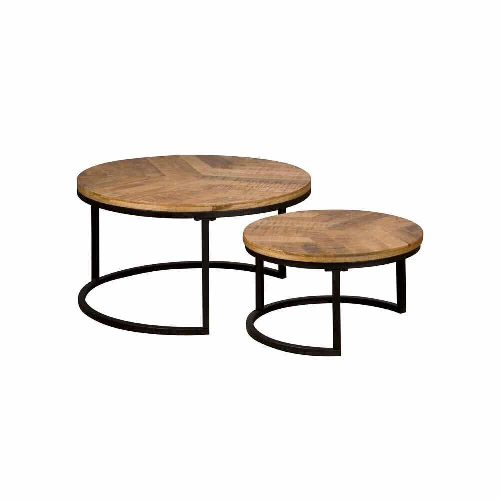 Tower Living Ronde Salontafel Viola Mangohout, Set van 2 stuks - Naturel