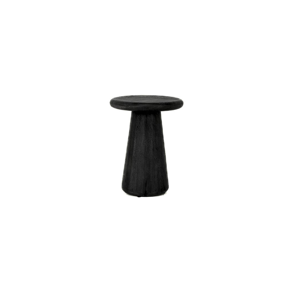 Tower Living Ronde Bijzettafel 'Asti' Mangohout, 40cm, kleur Zwart