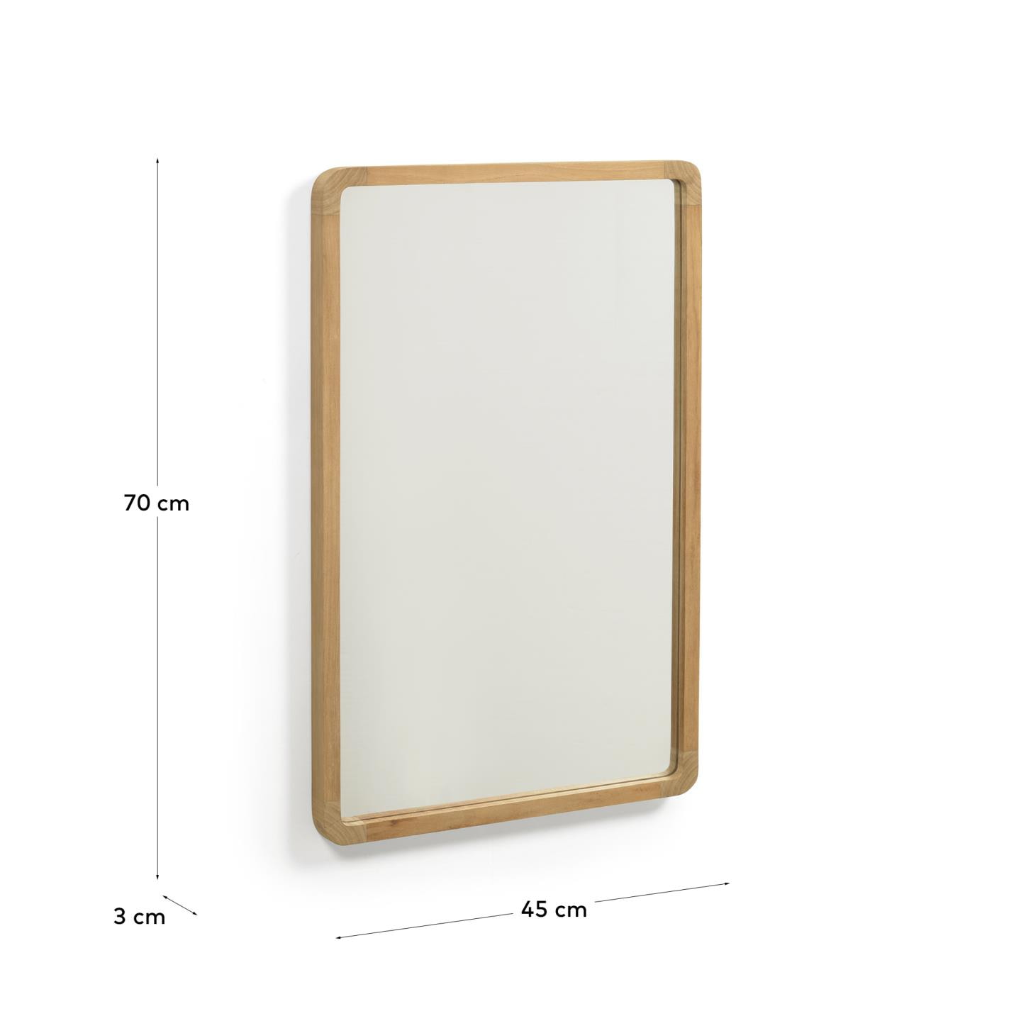 Kave Home Spiegel 'Shamel' Teakhout, 70 x 45cm, kleur Naturel