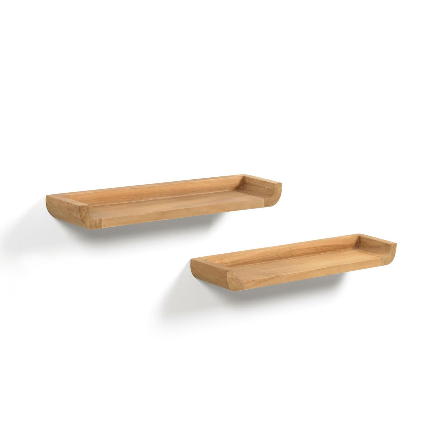 Kave Home Wandplank Shamel Teakhout, Set van 2 stuks - Naturel