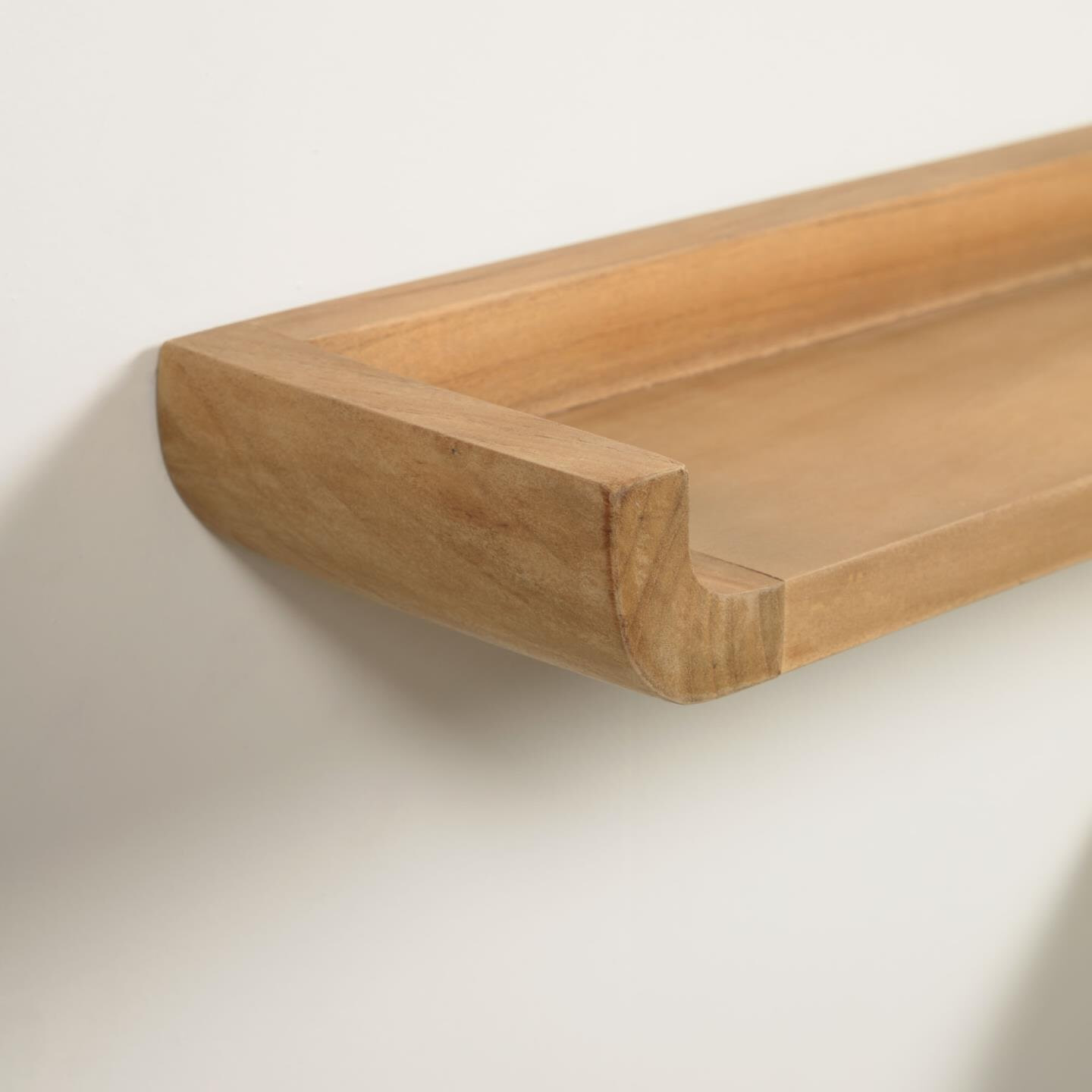 Kave Home Wandplank 'Shamel' Teakhout, Set van 2 stuks, kleur Naturel