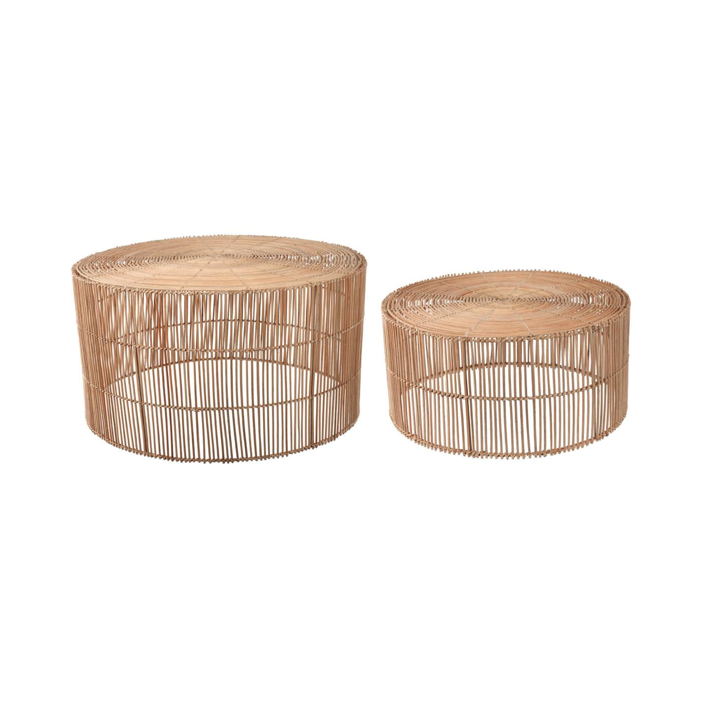 Kave Home Ronde Salontafel 'Elmina' Rotan, Set van 2 stuks
