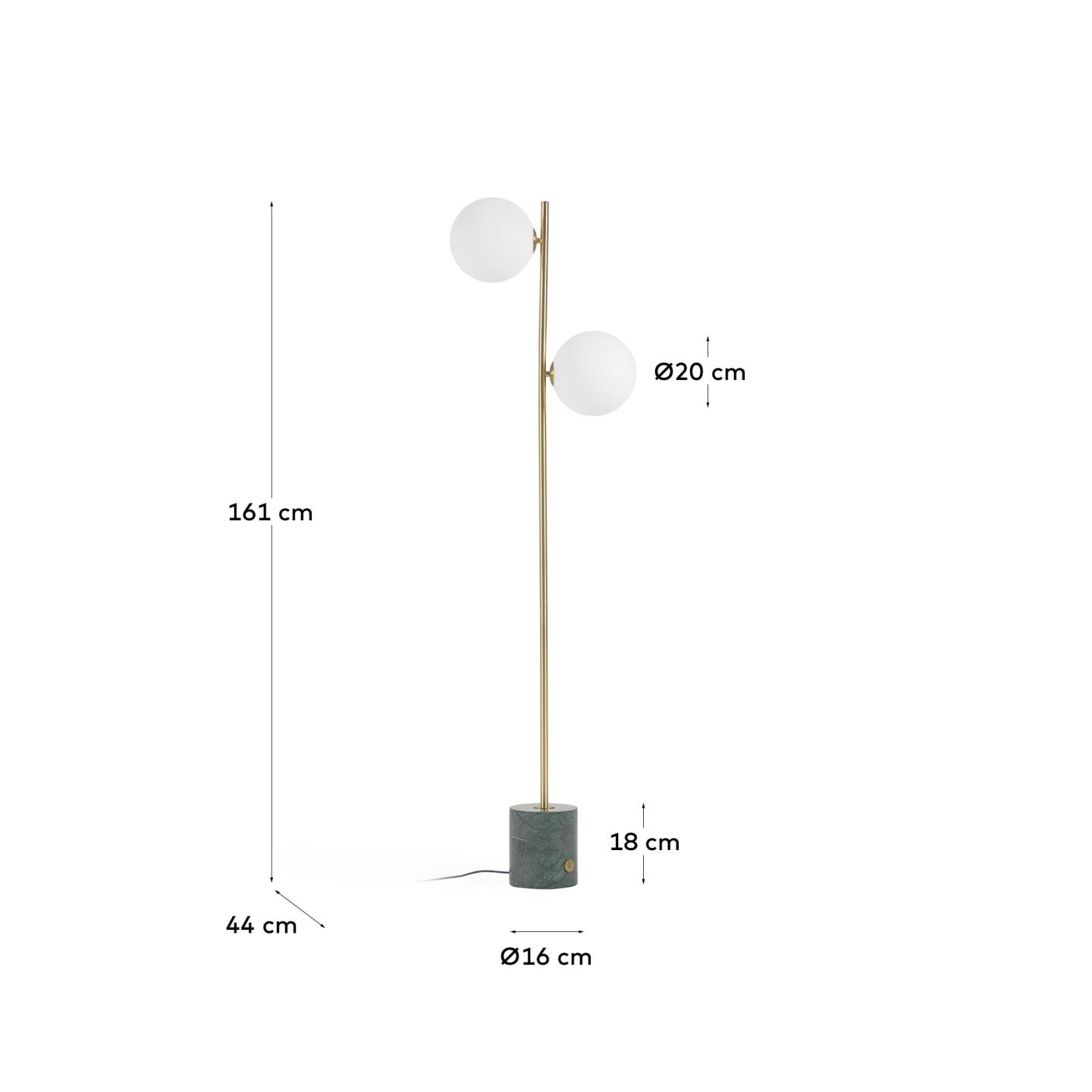Kave Home Vloerlamp 'Lonela' Marmer en messing, 2-lamps