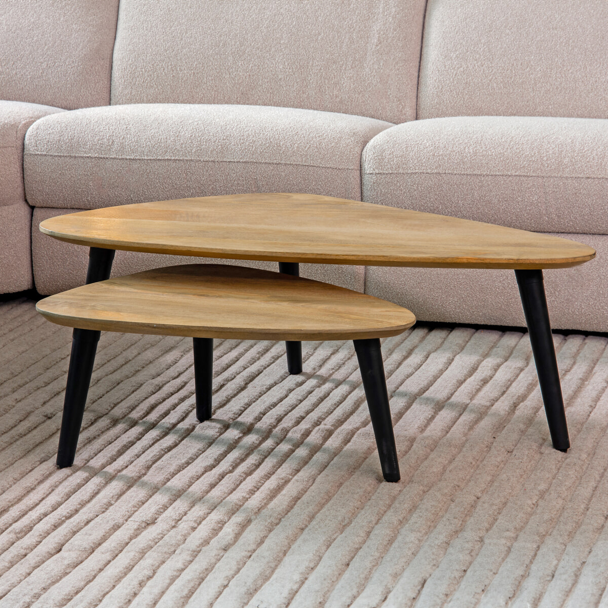LABEL51 Organische Salontafel Rock Mangohout, Set van 2 stuks - Naturel