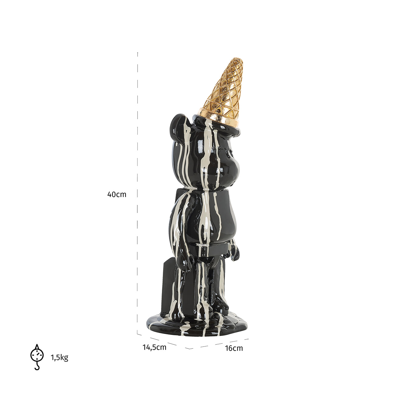 Richmond Decoratie 'Icebear' 40cm hoog, kleur Zwart