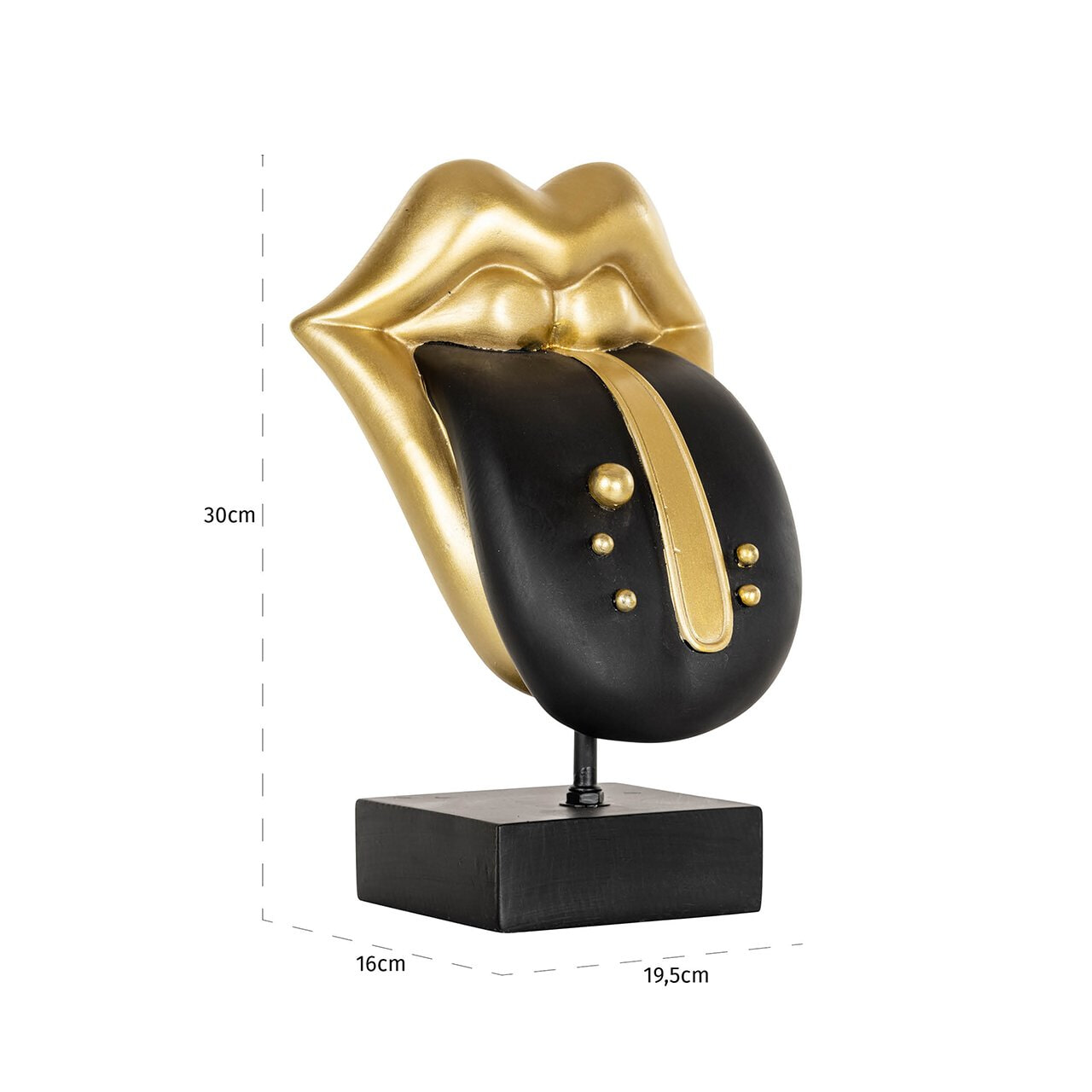 Richmond Decoratie 'Tongue' 33cm, kleur Zwart