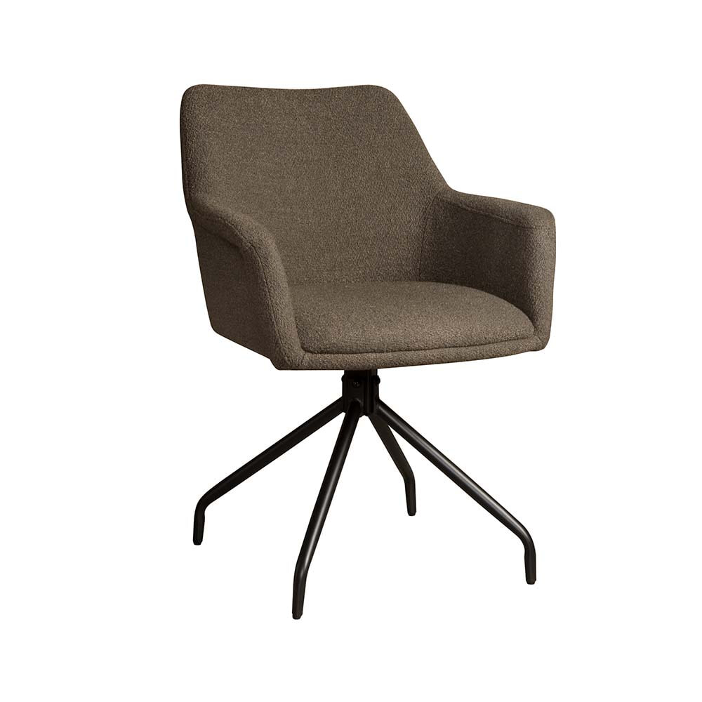 Sohome Draaibare Eetkamerstoel 'Lori' Bouclé, kleur Donkerbruin