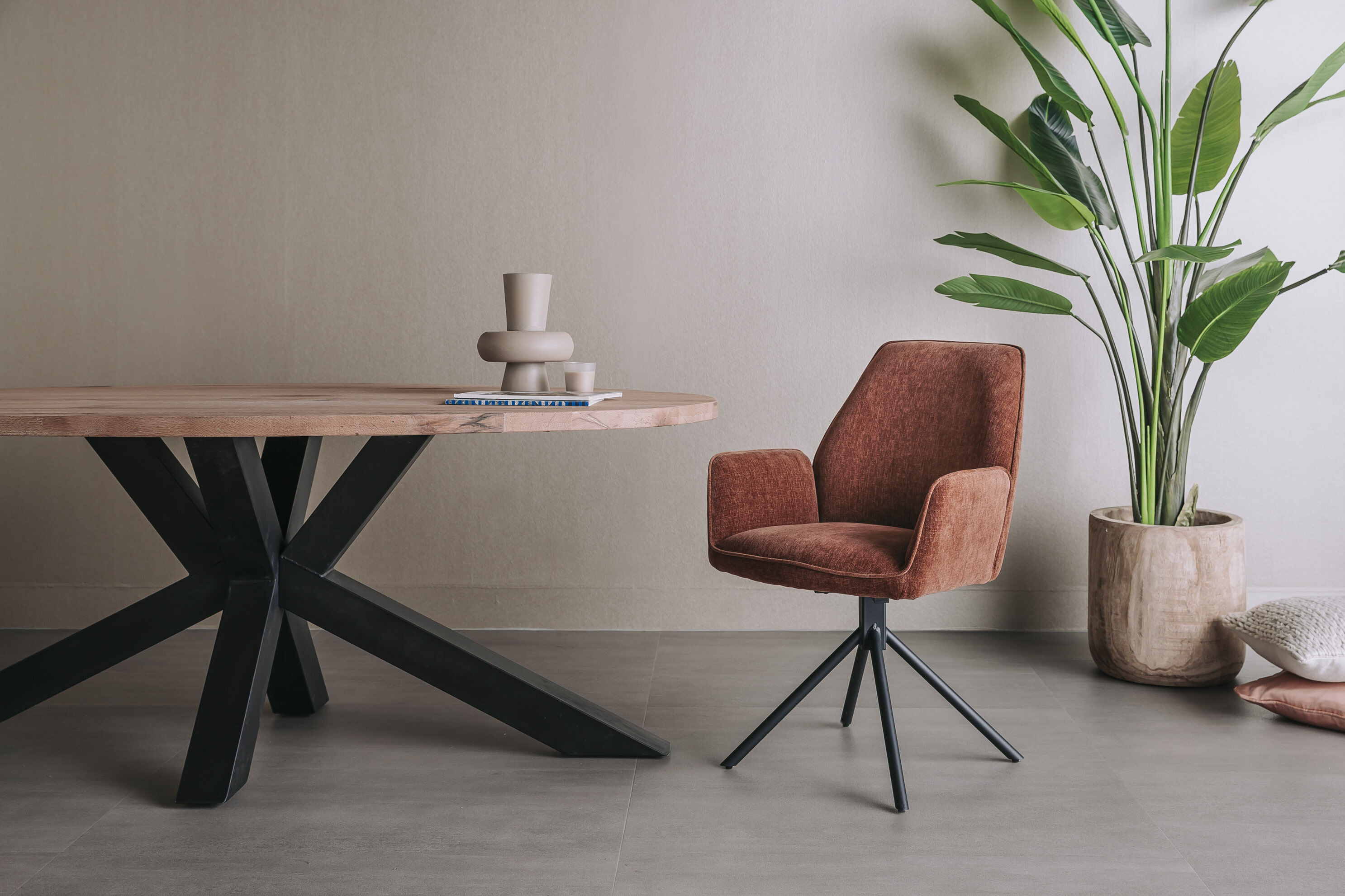 Tower Living Draaibare Eetkamerstoel 'Amaro' kleur Koper