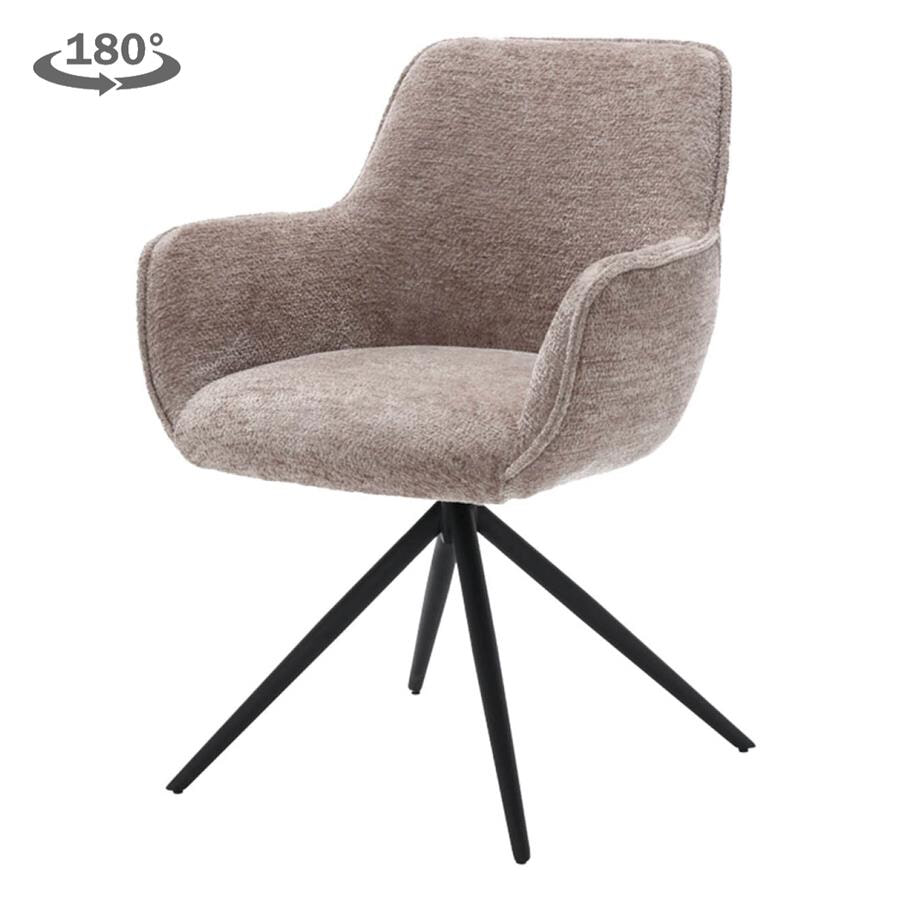 Tower Living Draaibare Eetkamerstoel 'Fondo' Chenille, kleur Taupe