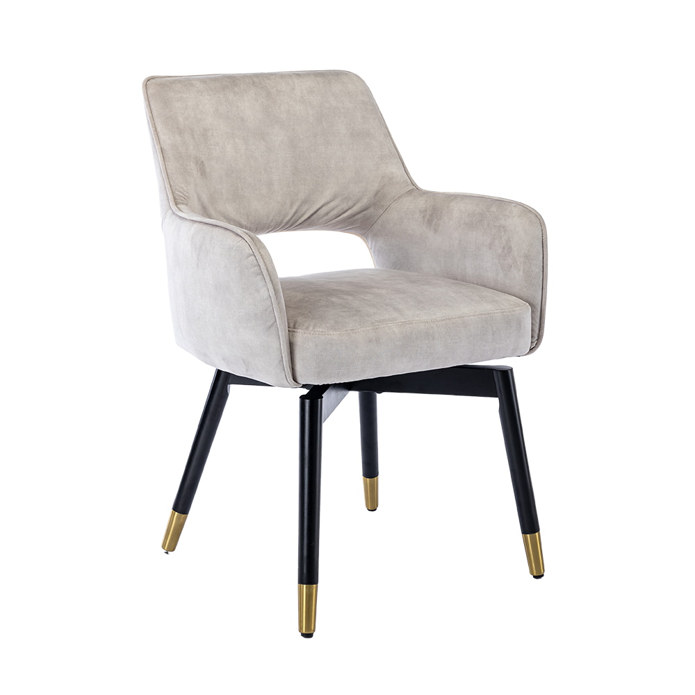 Tower Living Draaibare Eetkamerstoel 'Lenno' Velvet, kleur Beige