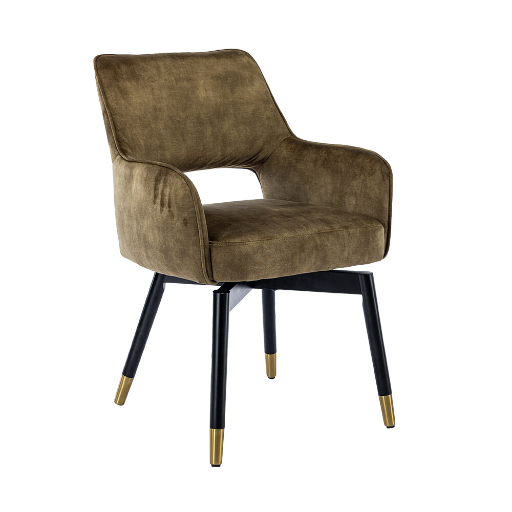 Tower Living Draaibare Eetkamerstoel 'Lenno' Velvet, kleur Groen
