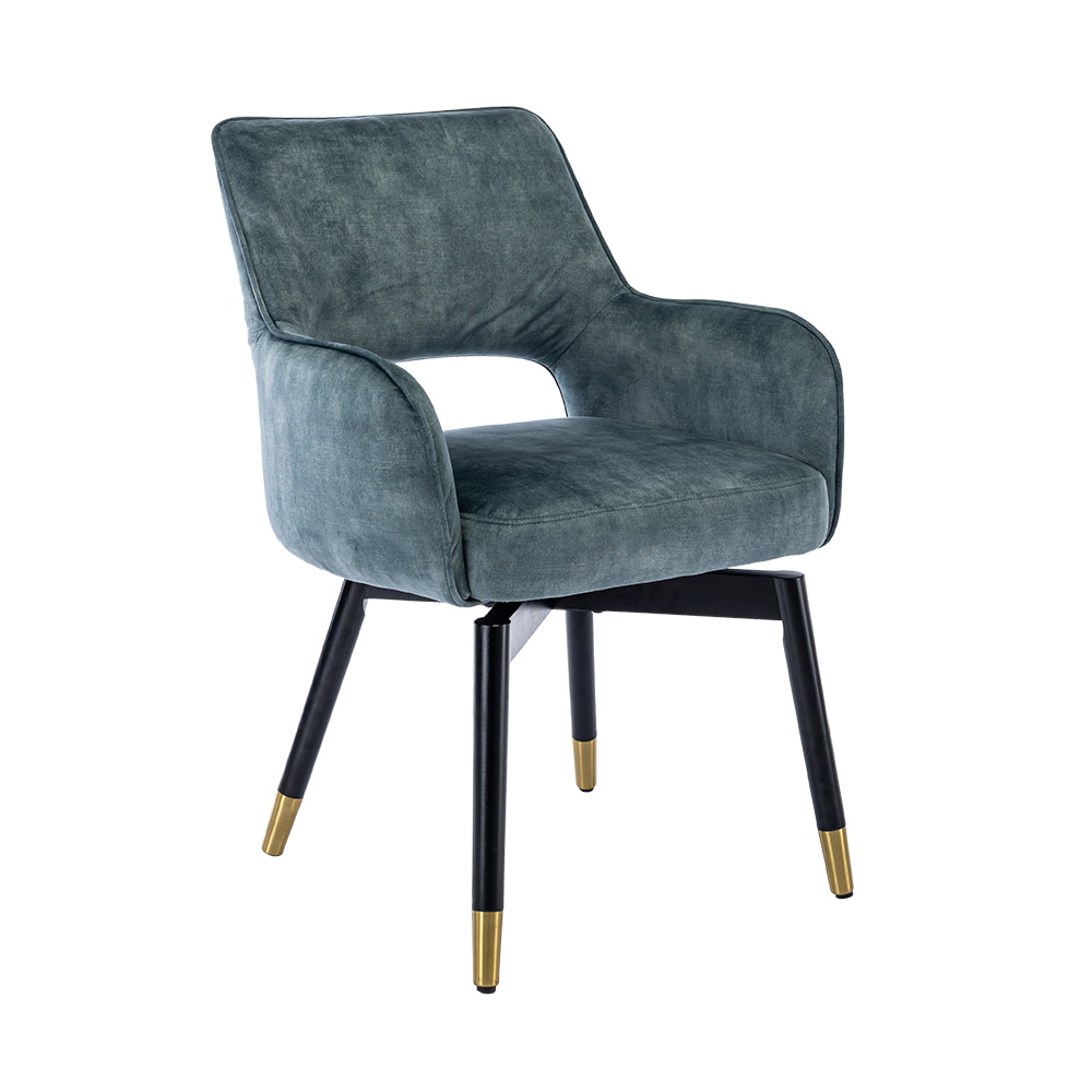 Tower Living Draaibare Eetkamerstoel 'Lenno' Velvet, kleur Blauw