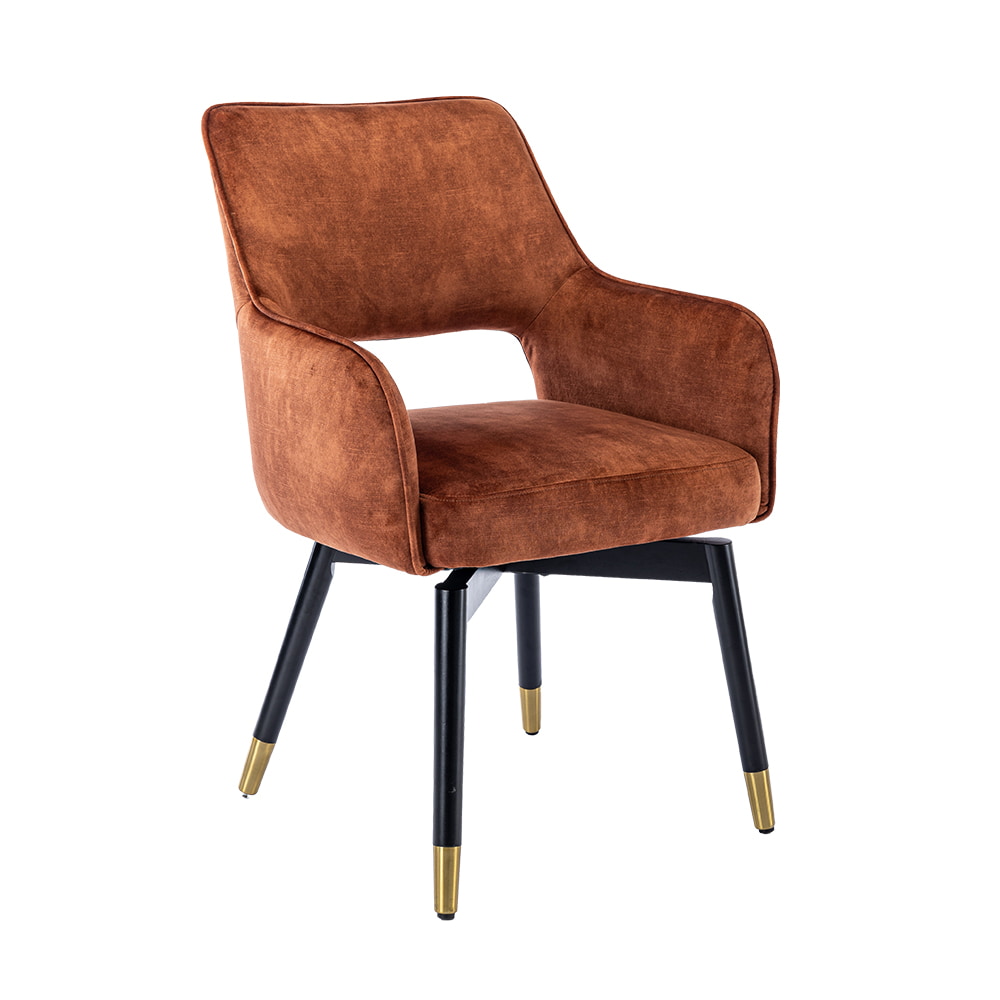 Tower Living Draaibare Eetkamerstoel 'Lenno' Velvet, kleur Koper