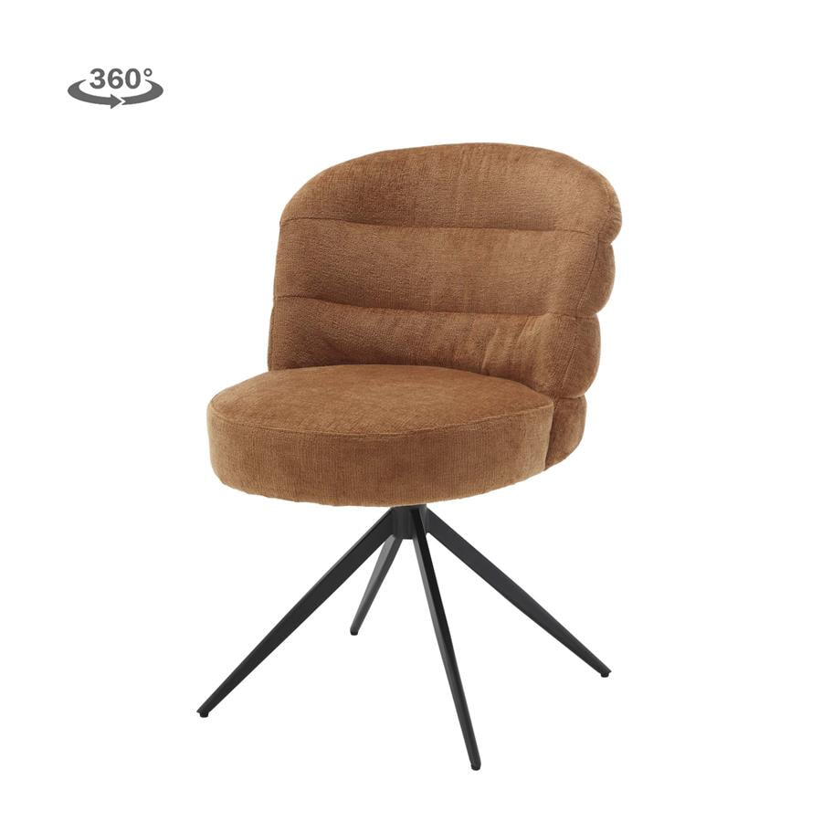 Tower Living Draaibare Eetkamerstoel 'Carro' Chenille, kleur Caramel