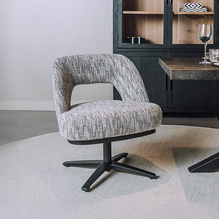Tower Living Draaibare Eetkamerstoel 'Caldes' Lounge, kleur Wit/Grijs