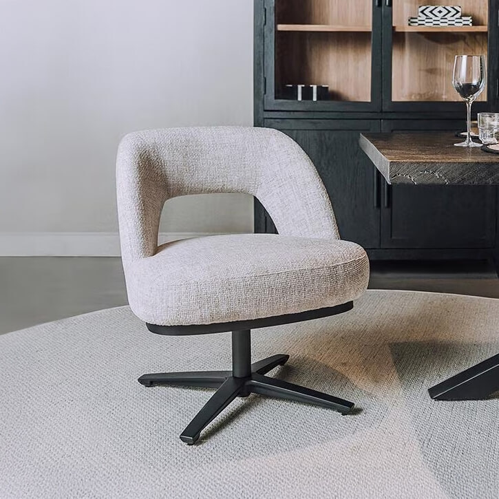 Tower Living Draaibare Eetkamerstoel 'Caldes' Lounge, kleur Off White