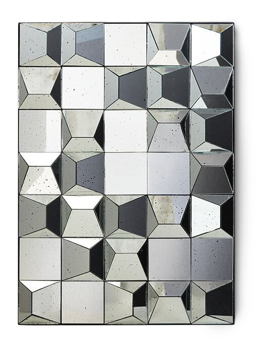 HKliving Spiegel Relief Glas, 85 x 60cm - ZWART