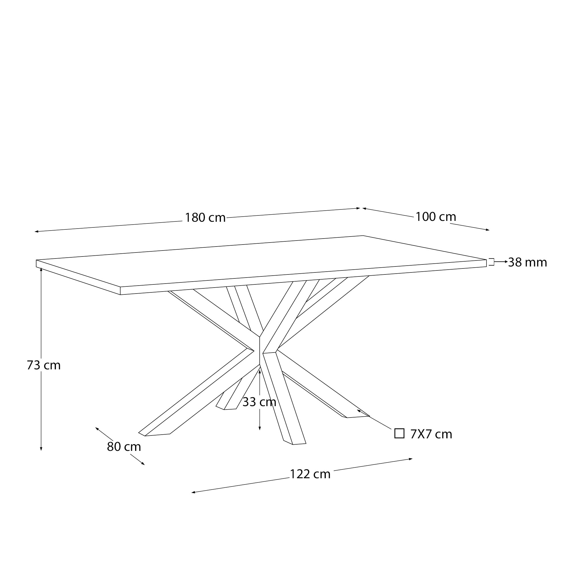 Kave Home Eettafel 'Argo' Wit, 180 x 100cm