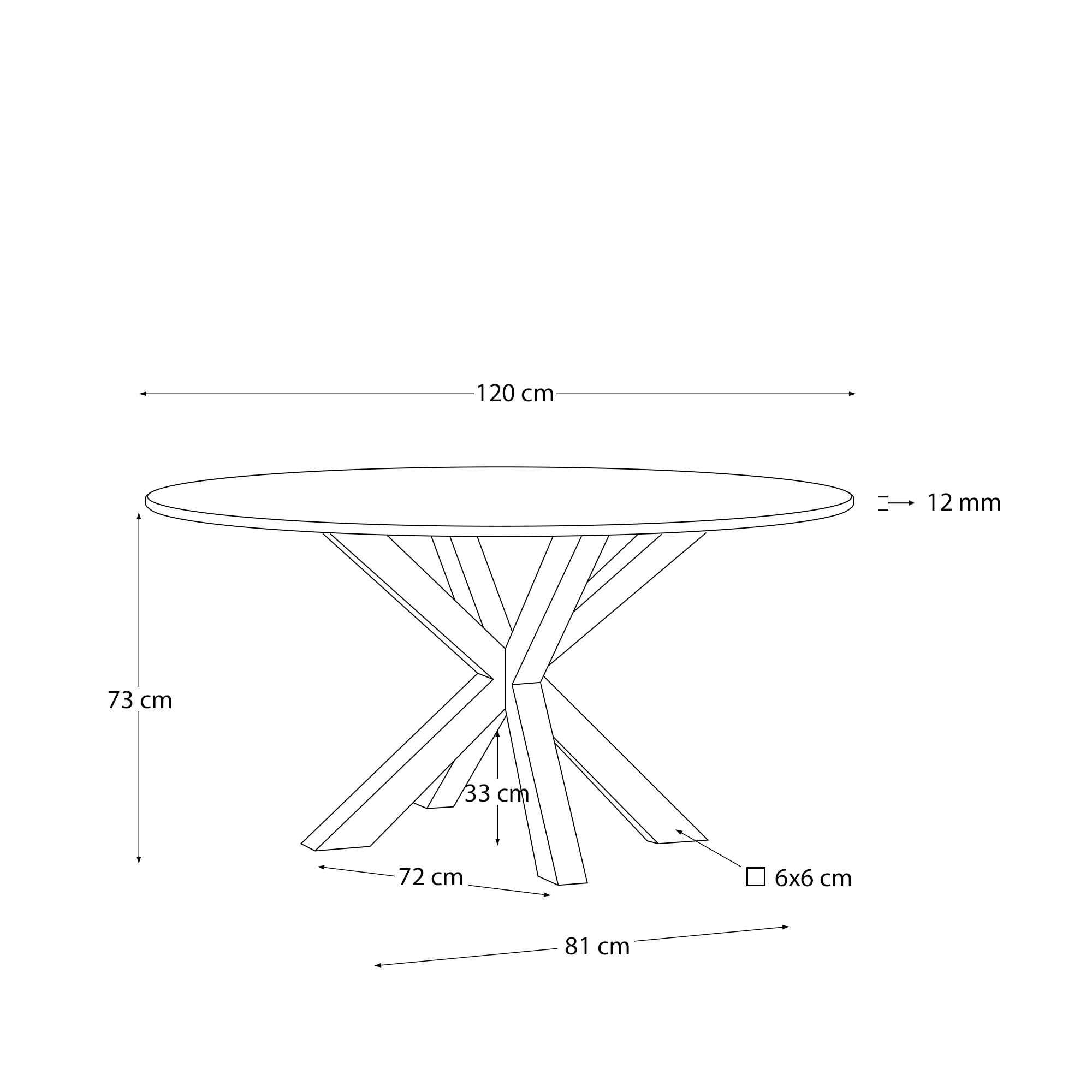 Kave Home Ronde Eettafel 'Argo' Glas, 120cm, kleur Zwart