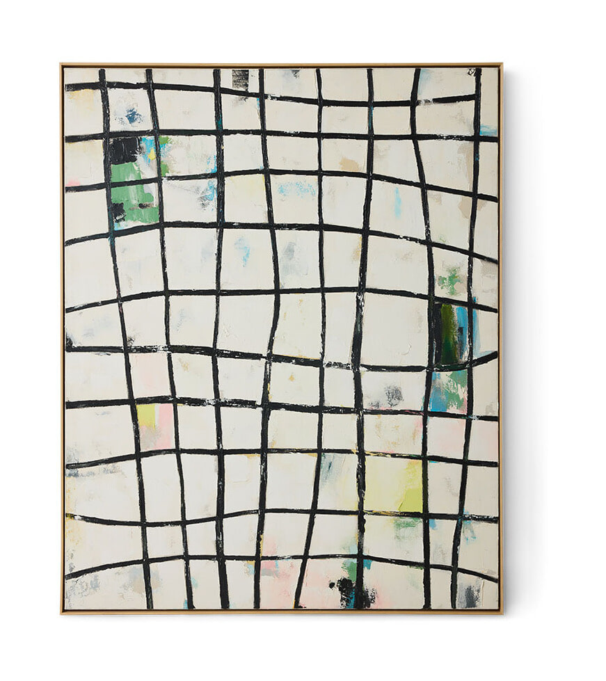 HKliving Schilderij Wired 163 x 131cm - WIT