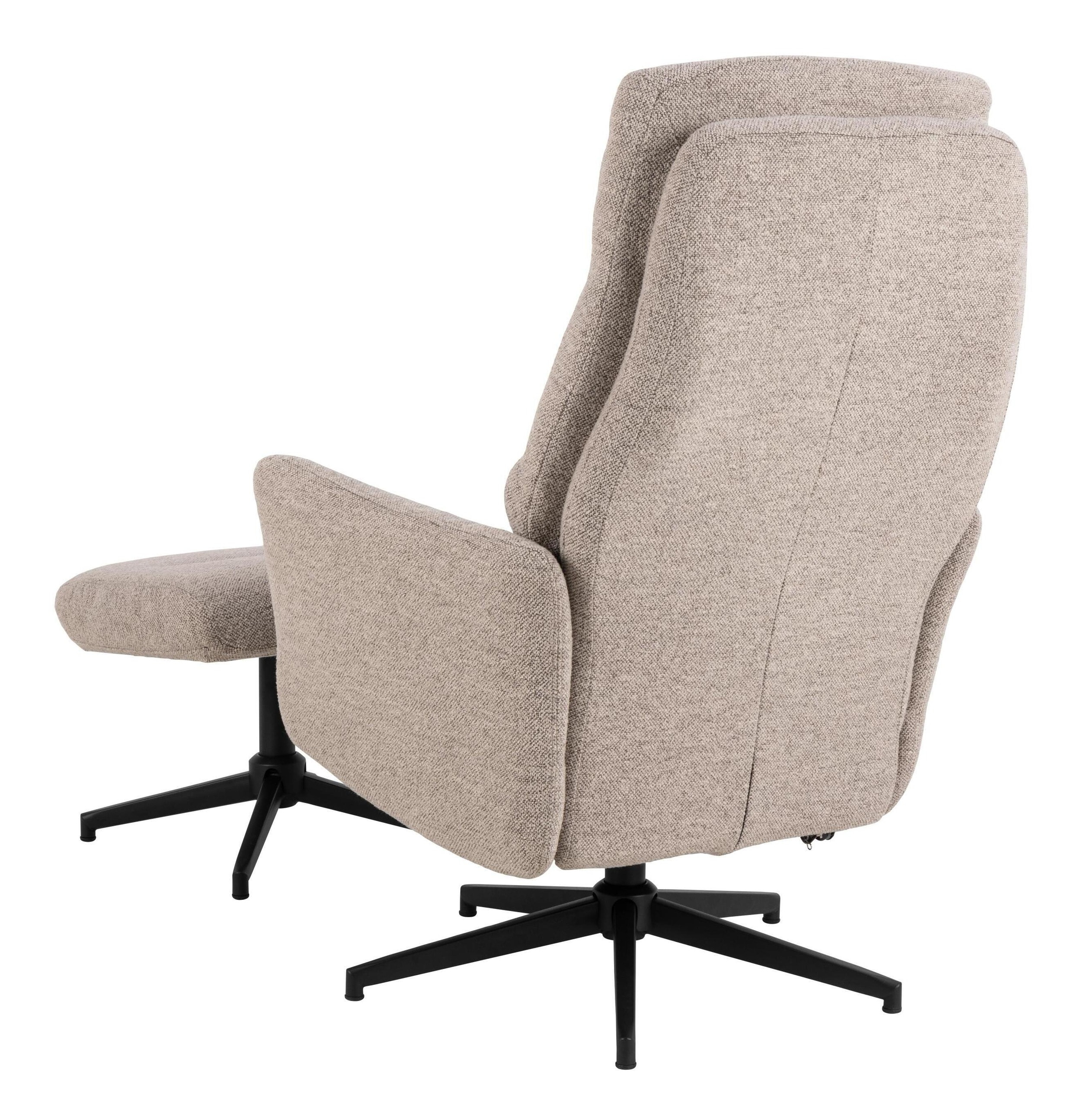 Bendt Relaxfauteuil 'Talisha' Met voetenbank, Bouclé, kleur Beige