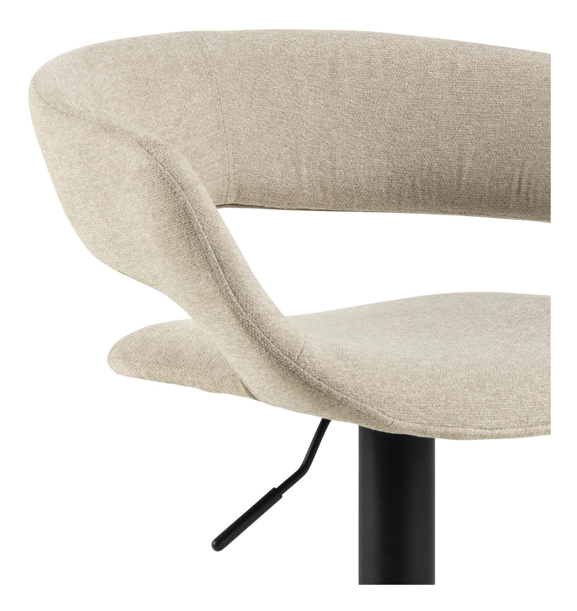 Bendt Draaibare Barkruk 'Pia' Chenille, kleur Zand (zithoogte 59-80cm)
