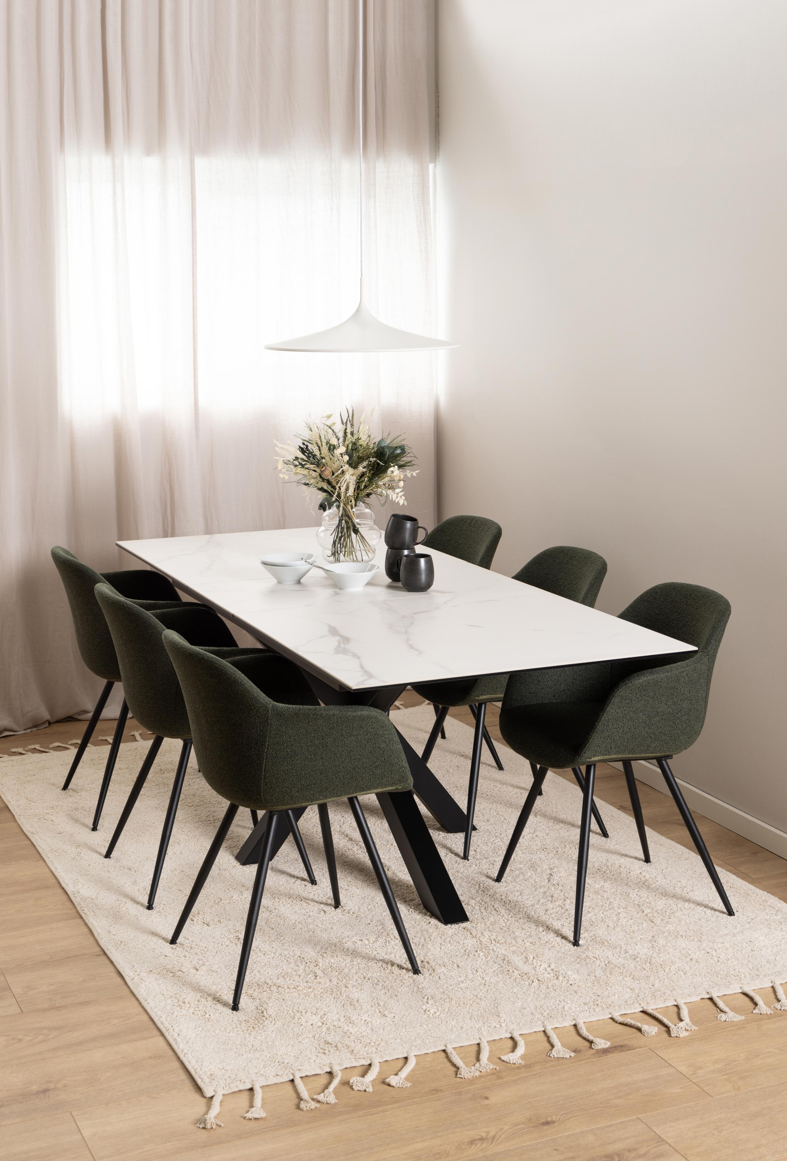 Bendt Uitschuifbare Eettafel 'Line' Keramiek, 168/210 x 90cm, kleur Wit
