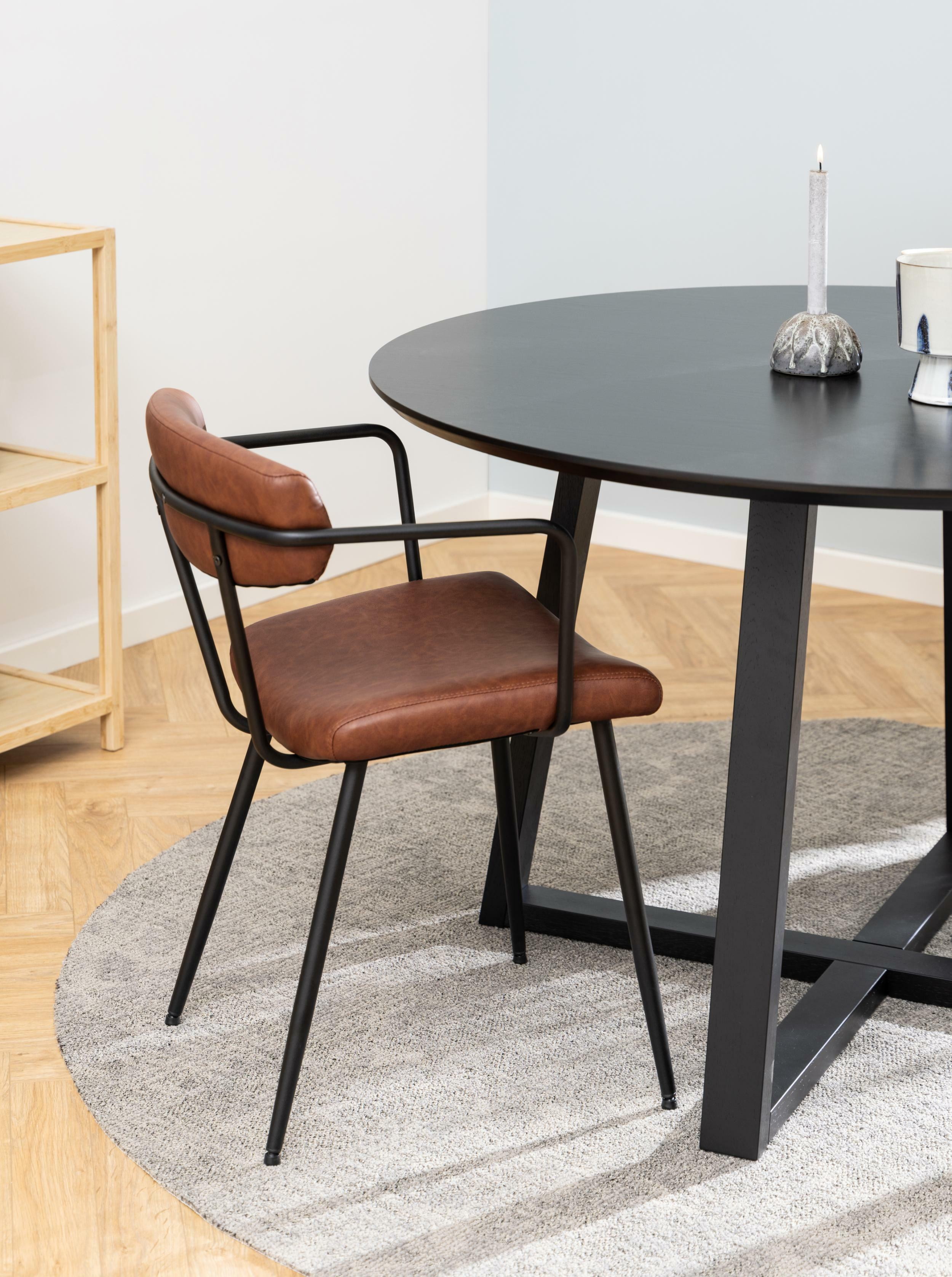 Bendt Ronde Eettafel 'Lila' Eiken, 120cm, kleur Zwart