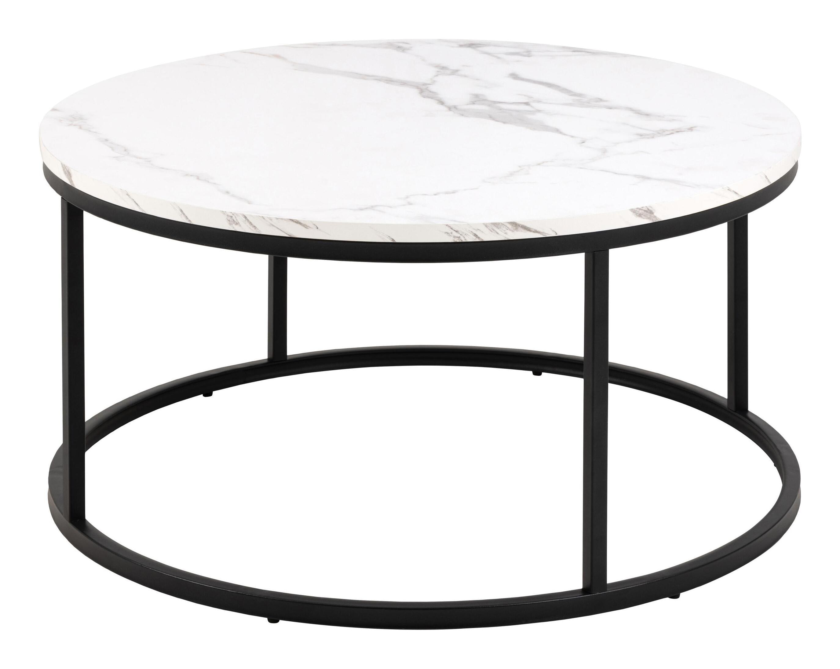 Bendt Ronde Salontafel 'Flemming' 80cm Marmerlook , kleur wit