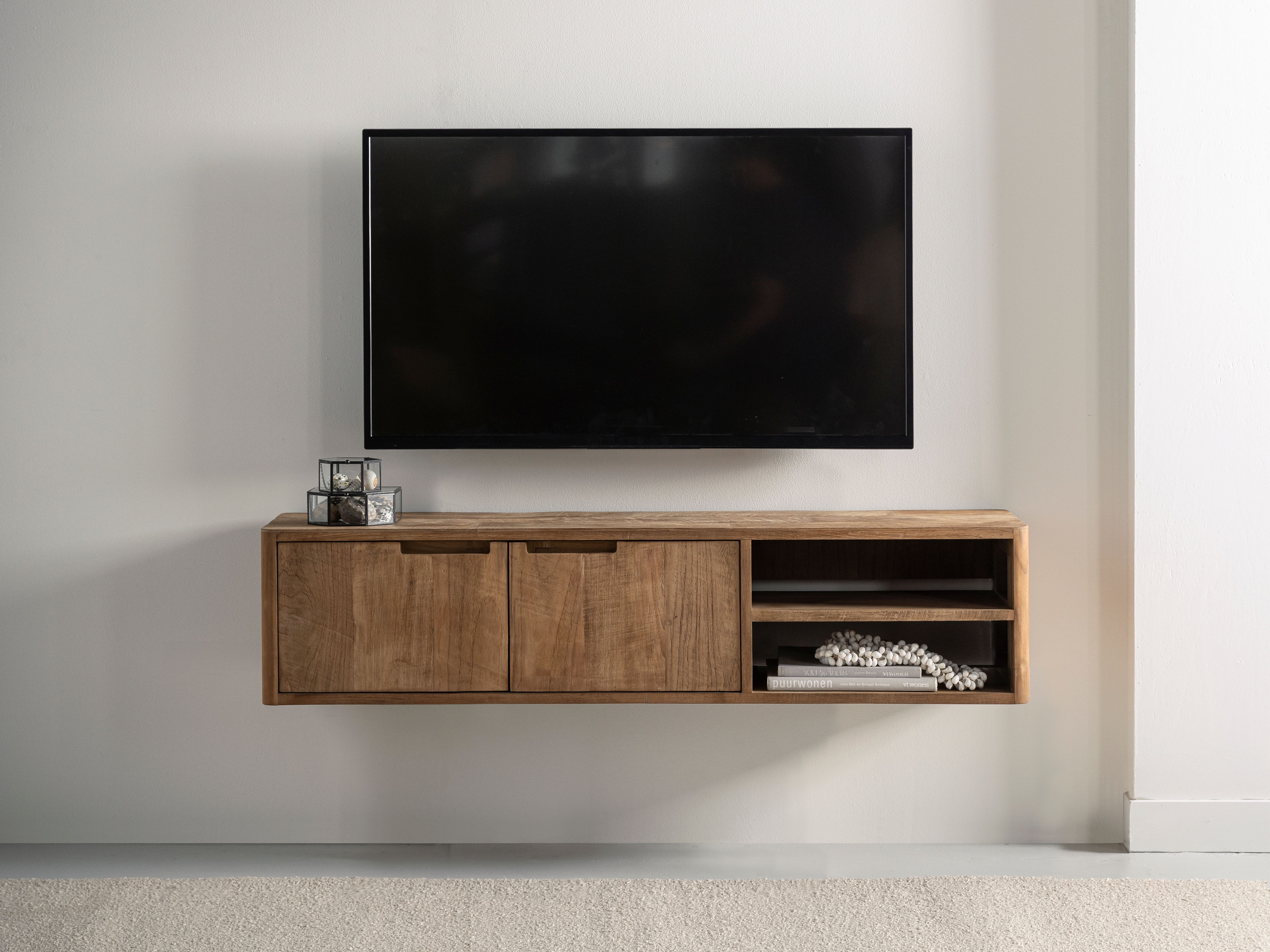 DTP Home Zwevend TV-meubel 'Bliss' Teakhout, 130cm