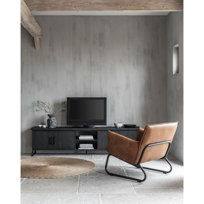 DTP Home TV-meubel 'Beam' Teakhout, 220cm, kleur Zwart