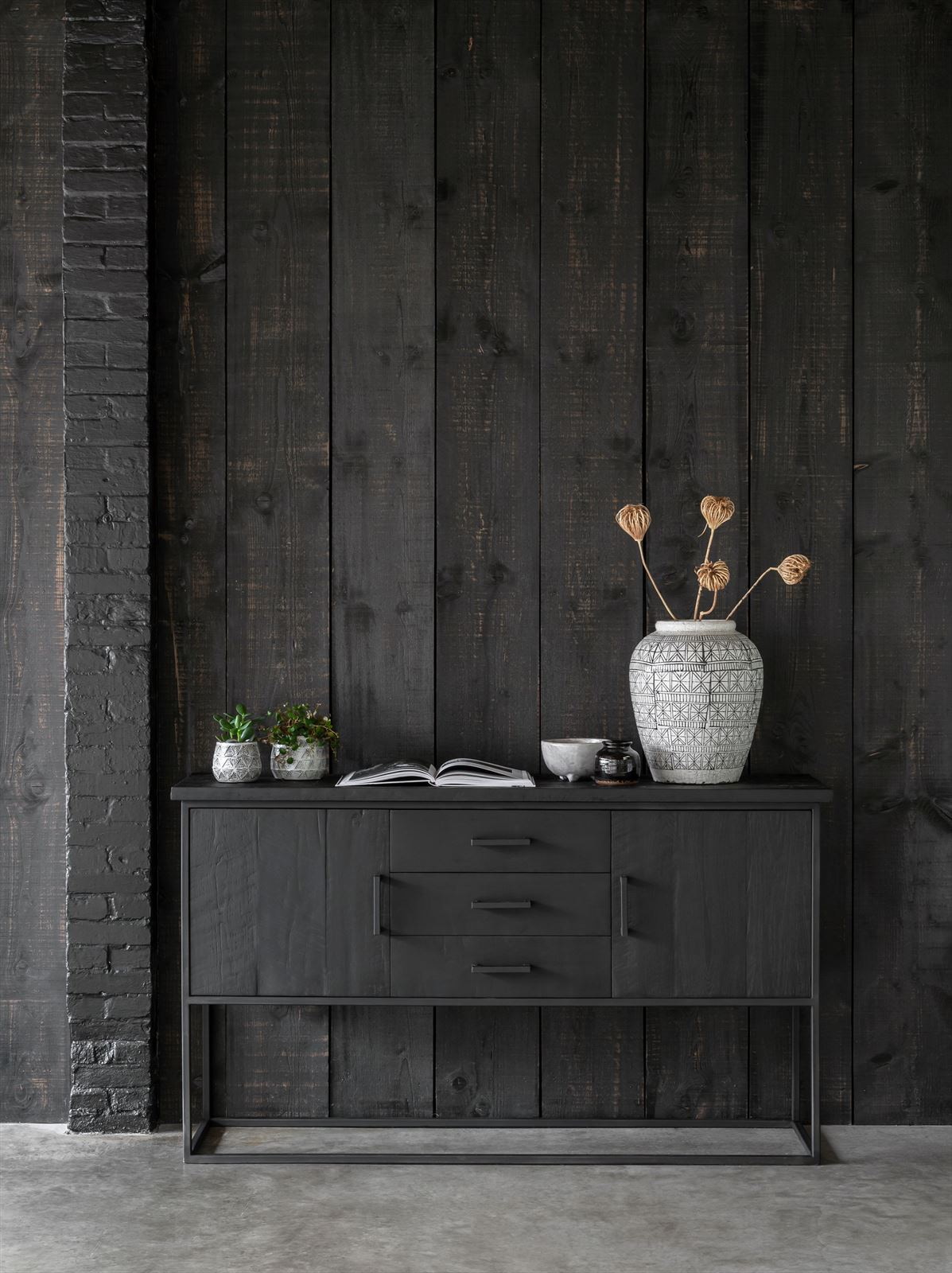 DTP Home Dressoir 'Beam' Teakhout, 158cm, kleur Zwart