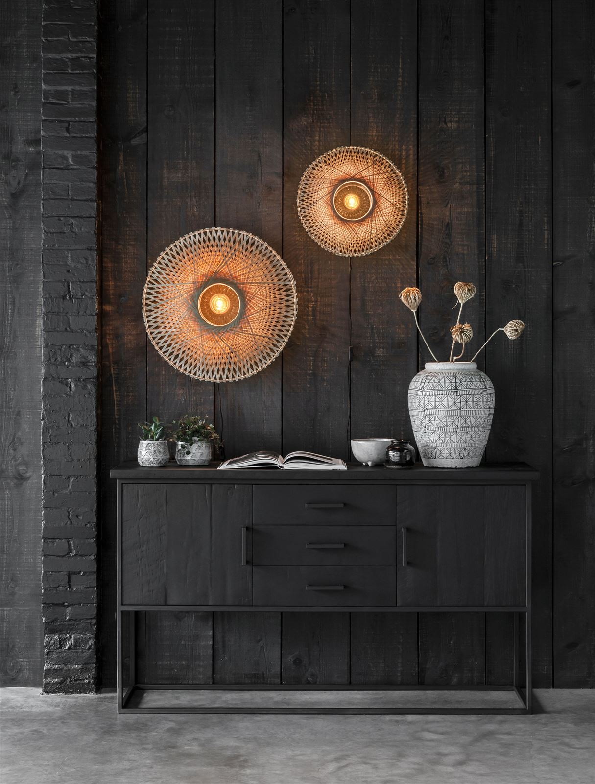 DTP Home Dressoir 'Beam' Teakhout, 158cm, kleur Zwart
