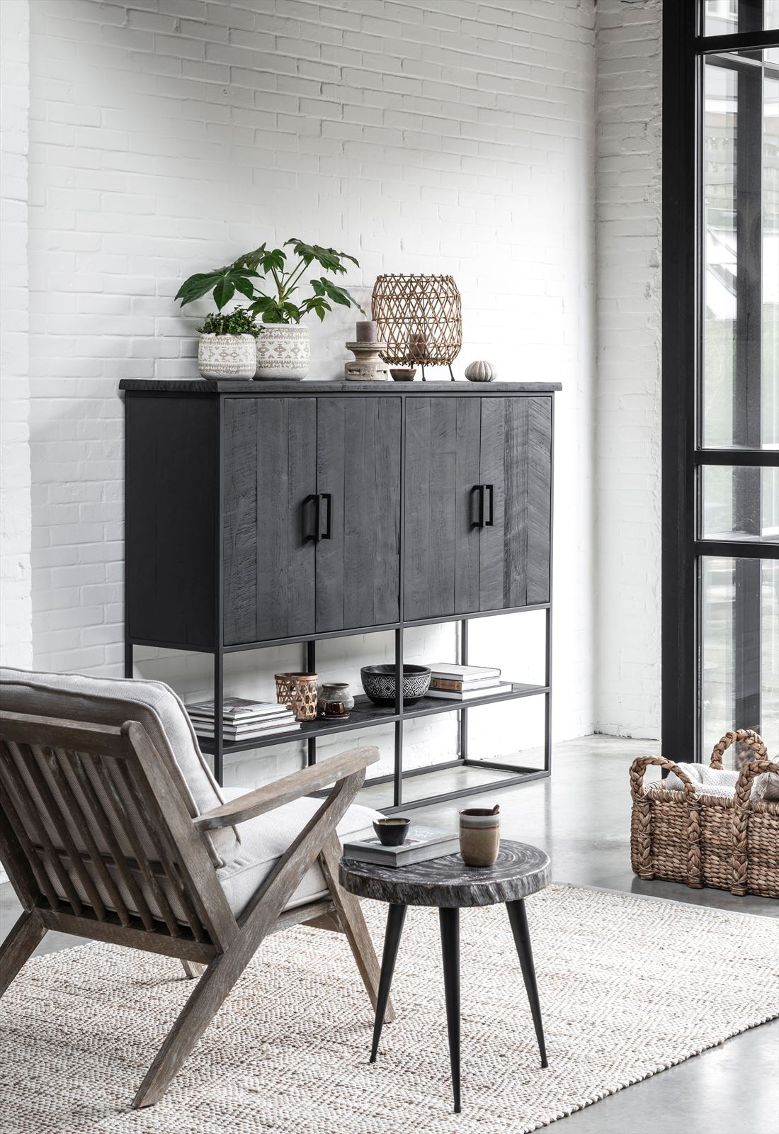 DTP Home Opbergkast 'Beam' Teakhout, 180 x 140cm, kleur Zwart