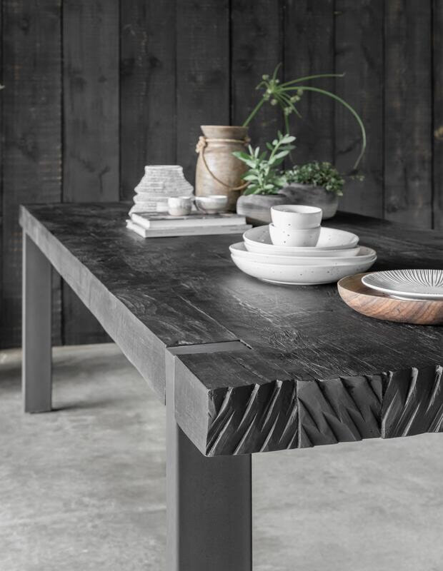 DTP Home Eettafel 'Beam' Teakhout, 275 x 100cm, kleur Zwart