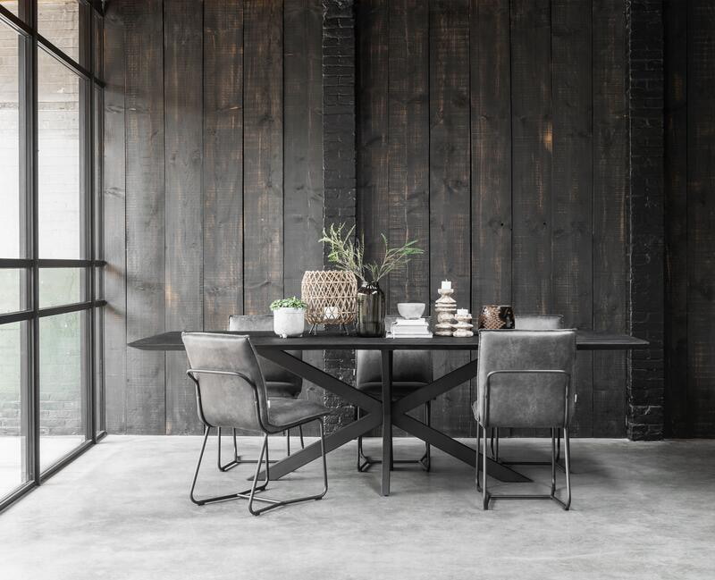 DTP Home Eettafel 'Curves' Teakhout, 210 x 100cm, kleur Zwart
